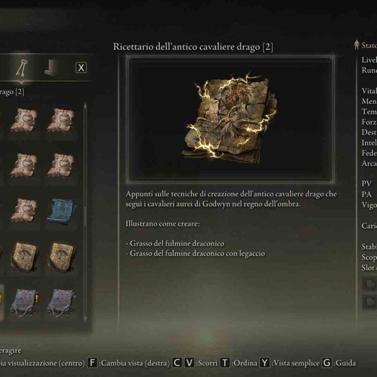 Elden RIng Shadow of the Erdtree Ricettario del Antico Cavaliere Drago 2