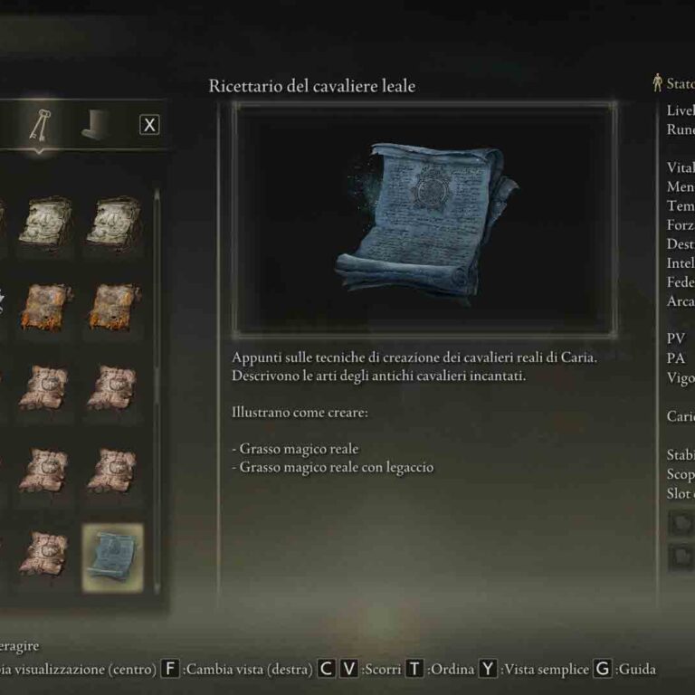 Elden Ring Shadow of the Erdtree Ricetario del Cavaliere leale