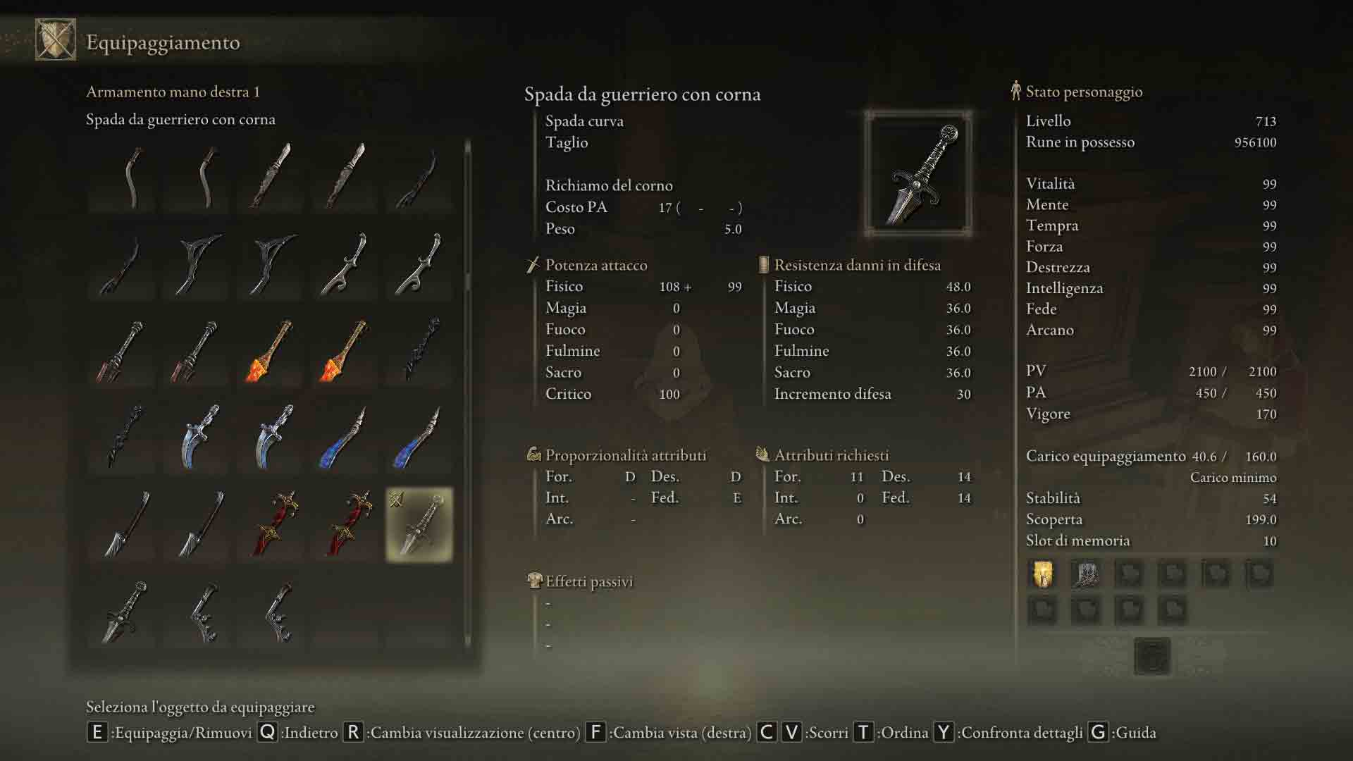 Elden Ring Shadow of the Erdtree spada da guerriero con corna
